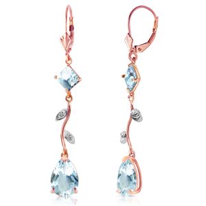 ALARRI 3.97 CTW 14K Solid Rose Gold Chandelier Earrings Natural Diamond Aqua