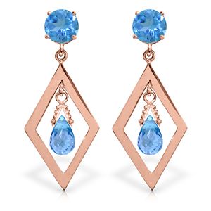 ALARRI 2.4 CTW 14K Solid Rose Gold Blue Topaz Dangling Earrings