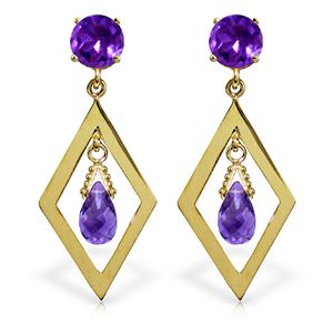 ALARRI 2.4 Carat 14K Solid Gold Chandelier Earrings Amethyst