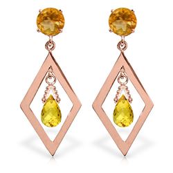 ALARRI 2.4 Carat 14K Solid Rose Gold Citrine Dangling Earrings