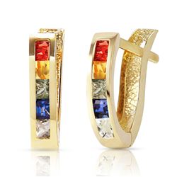 ALARRI 1.3 Carat 14K Solid Gold Huggie Earrings Multicolor Sapphire