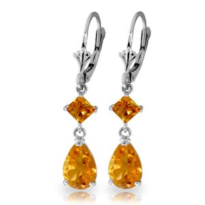 ALARRI 4.5 Carat 14K Solid White Gold Leverback Earrings Citrine