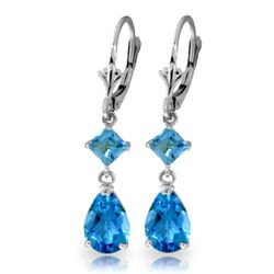 ALARRI 4.5 CTW 14K Solid White Gold Guard Your Heart Blue Topaz Earrings