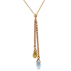 ALARRI 14K Solid Rose Gold Necklace w/ Blue Topaz and Citrine