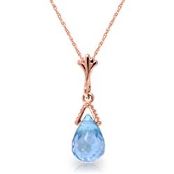 ALARRI 2.5 Carat 14K Solid Rose Gold Necklace Briolette Blue Topaz