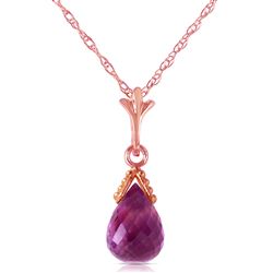 ALARRI 2.3 Carat 14K Solid Rose Gold Necklace Briolette Purple Amethyst