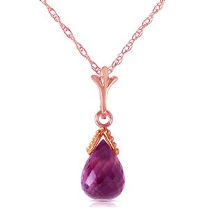 ALARRI 2.3 Carat 14K Solid Rose Gold Necklace Briolette Purple Amethyst