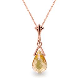 ALARRI 4.5 CTW 14K Solid Rose Gold Necklace Briolette Citrine