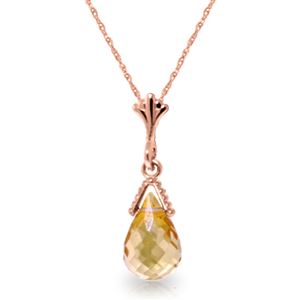 ALARRI 4.5 CTW 14K Solid Rose Gold Necklace Briolette Citrine