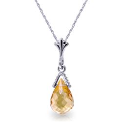 ALARRI 4.5 Carat 14K Solid White Gold Necklace Briolette Citrine