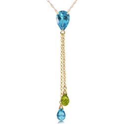 ALARRI 3.75 Carat 14K Solid Gold Necklace Blue Topaz Peridot
