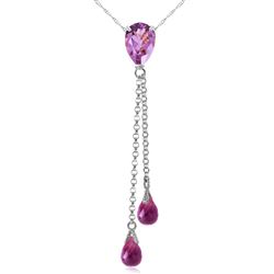 ALARRI 3.75 Carat 14K Solid White Gold Necklace Purple Amethyst