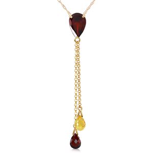 ALARRI 3.75 Carat 14K Solid Gold Necklace Garnet Citrine