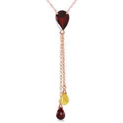 ALARRI 14K Solid Rose Gold Necklace w/ Garnets & Citrine