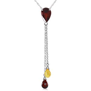 ALARRI 3.75 Carat 14K Solid White Gold Necklace Garnet Citrine