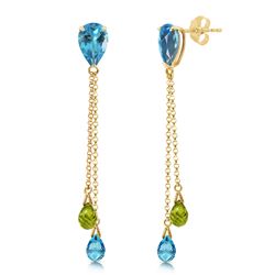 ALARRI 7.5 Carat 14K Solid Gold Chandelier Earrings Blue Topaz Peridot