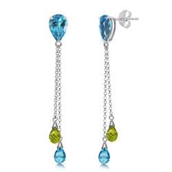 ALARRI 7.5 Carat 14K Solid White Gold Chandelier Earrings Blue Topaz Peridot