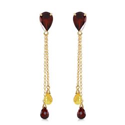 ALARRI 7.5 CTW 14K Solid Gold Chandelier Earrings Garnet Citrine