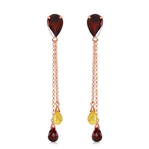 ALARRI 7.5 Carat 14K Solid Rose Gold Chandelier Earrings Garnet Citrine