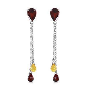 ALARRI 7.5 CTW 14K Solid White Gold Chandelier Earrings Garnet Citrine