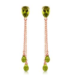 ALARRI 7.5 CTW 14K Solid Rose Gold Chain Drop Earrings Peridot