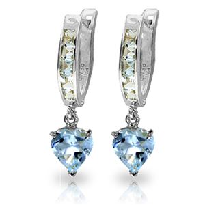 ALARRI 4.1 Carat 14K Solid White Gold Hoop Earrings Aquamarine