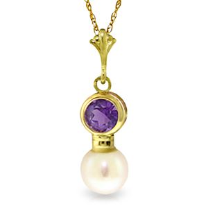 ALARRI 2.48 Carat 14K Solid Gold Necklace Amethyst Pearl