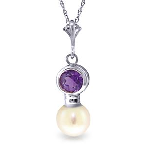ALARRI 2.48 CTW 14K Solid White Gold Necklace Amethyst Pearl