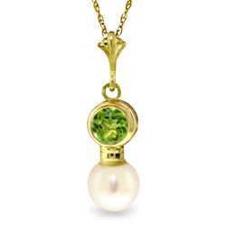 ALARRI 1.23 CTW 14K Solid Gold Necklace Peridot Pearl
