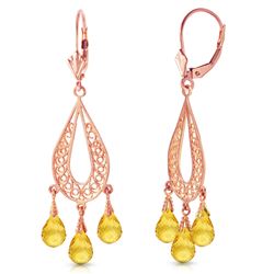 ALARRI 3.75 Carat 14K Solid Rose Gold Chandelier Earrings Natural Citrine