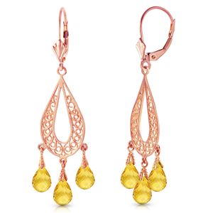 ALARRI 3.75 Carat 14K Solid Rose Gold Chandelier Earrings Natural Citrine