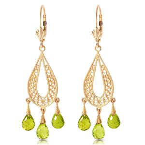 ALARRI 3.75 CTW 14K Solid Gold Chandelier Earrings Natural Peridot