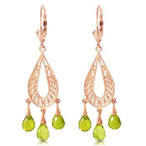 ALARRI 3.75 Carat 14K Solid Rose Gold Chandelier Earrings Natural Peridot