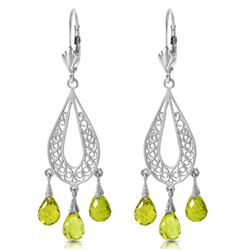 ALARRI 3.75 CTW 14K Solid White Gold Chandelier Earrings Natural Peridot