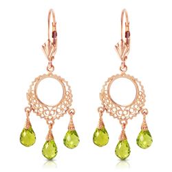 ALARRI 3.75 CTW 14K Solid Rose Gold Filigree Chandelier Earrings Peridot