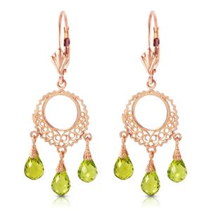 ALARRI 3.75 CTW 14K Solid Rose Gold Filigree Chandelier Earrings Peridot