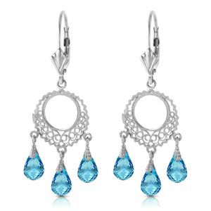 ALARRI 3.75 CTW 14K Solid White Gold Chandelier Earrings Blue Topaz