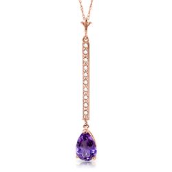 ALARRI 14K Solid Rose Gold Necklace w/ Diamonds & Amethyst