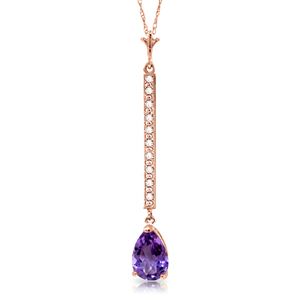 ALARRI 14K Solid Rose Gold Necklace w/ Diamonds & Amethyst