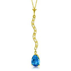 ALARRI 1.79 Carat 14K Solid Gold Necklace Diamond Blue Topaz