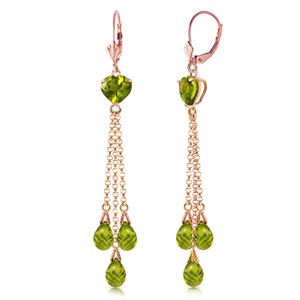 ALARRI 14K Solid Rose Gold Chandelier Earrings w/ Briolette Peridots