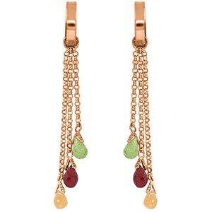 ALARRI 14K Solid Rose Gold Chandelier Earrings w/ Multi Gemstones