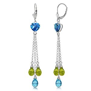 ALARRI 9.5 Carat 14K Solid White Gold Chandelier Earrings Briolette Blue Topaz Pendant