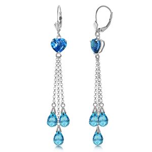 ALARRI 9.5 Carat 14K Solid White Gold Chandelier Earrings Briolette Blue Topaz