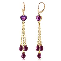 ALARRI 9.5 CTW 14K Solid Gold Chandelier Earrings Briolette Amethyst