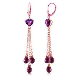 ALARRI 14K Solid Rose Gold Chandelier Earrings w/ Briolette Amethyst