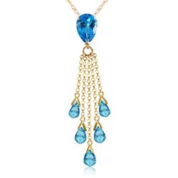 ALARRI 7.5 CTW 14K Solid Gold Stand Tall Blue Topaz Necklace