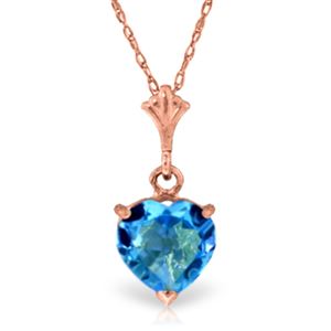 ALARRI 1.15 CTW 14K Solid Rose Gold Proud Heart Blue Topaz Necklace