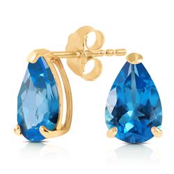 ALARRI 3.15 Carat 14K Solid Gold Stud Earrings Natural Blue Topaz