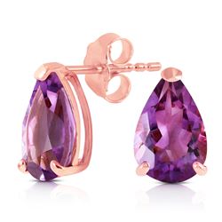 ALARRI 3.15 Carat 14K Solid Rose Gold Stud Earrings Natural Amethyst